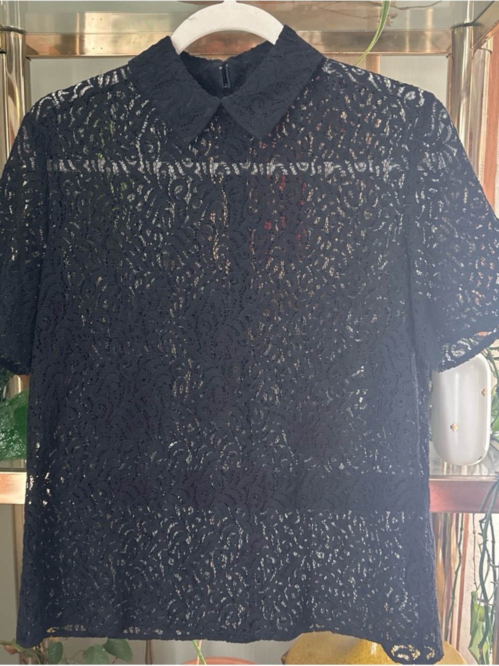 The Kooples Navy Lace Short-Sleeve Polo Shirt